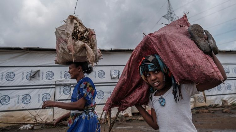 इथियोपिया के टीगरे क्षेत्र  से दूसरे प्रदेश में जाते लोग