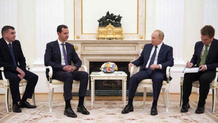 Assad e Putin al Cremlino (Afp)