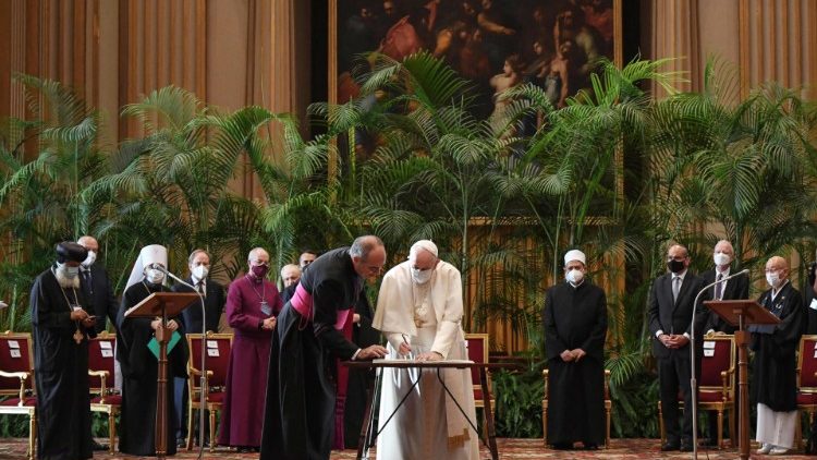 Die Unterzeichnung des gemeinsamen Klimaappells am Montag im Vatikan