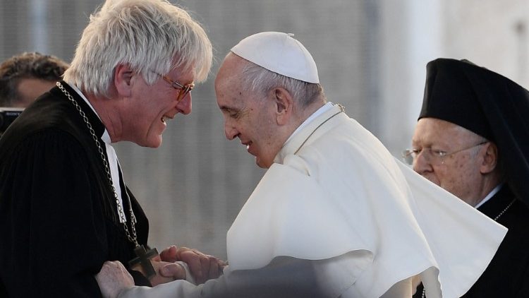 Bedford-Strohm letzte Woche bei einer Begegnung mit dem Papst in Rom