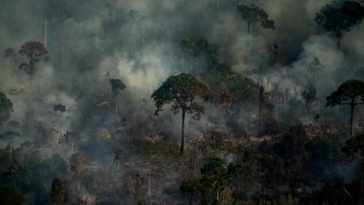Vista aérea de un incendio ilegal en la Amazonia de Brasil, el 15 de septiembre de 2021