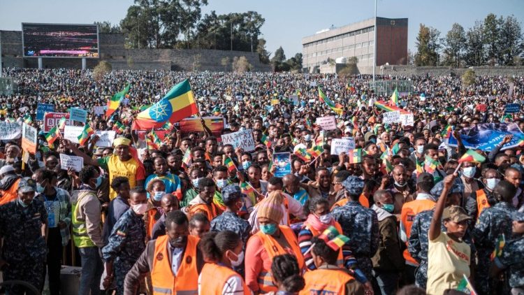 Demonstrators in Addis Ababa