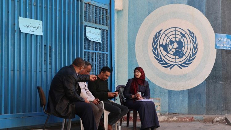 A sede da Agência da ONU de apoio aos refugiados palestinos no Oriente Médio (UNRWA), em Gaza