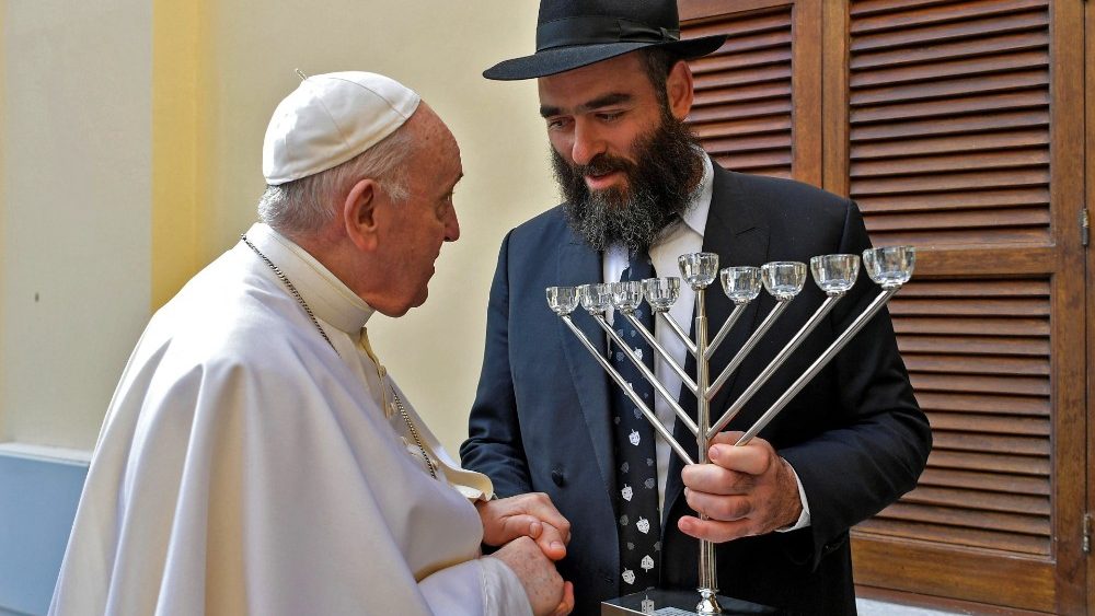 Pope Francis meets with Rabbi Arie Zeev Raskin, chief Rabbi of Cyprus