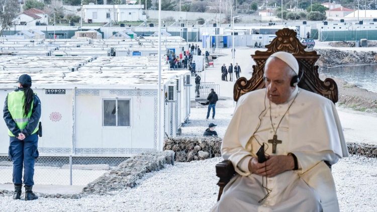 Папа Францішак падчас візіту на Лесбас