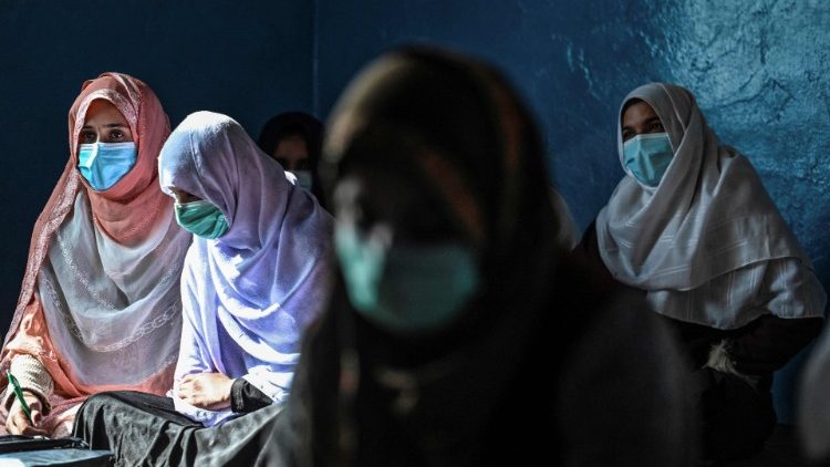 Afghan women in a classroom in Sharan city in the nation's Paktika province