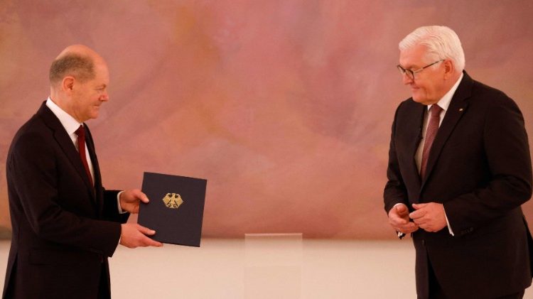 Olaf Scholz e il presidente della Germania Frank-Walter Steinmeier