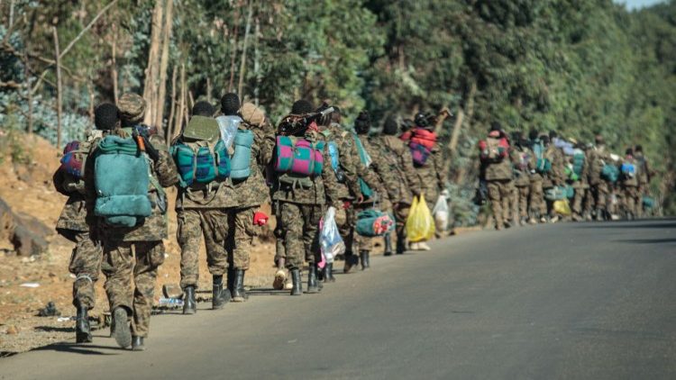 Soldati etiopi impiegati nel conflitto contro i ribelli del Tigray