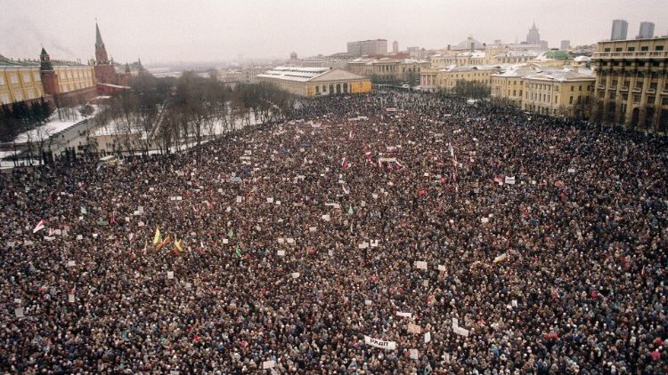 Manifestation à Moscou pour la destitution de Mikhaïl Gorbatchev (10 janvier 1991)