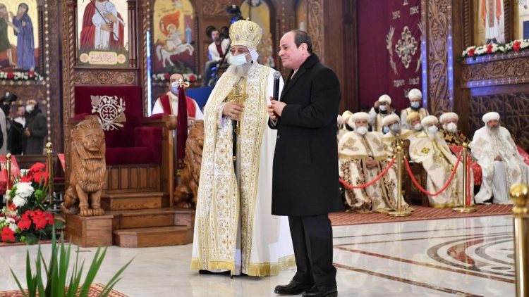 Patriarch Tawadros mit Präsident Sisi