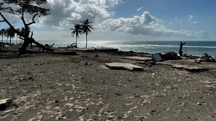 Images of the destruction along the western beaches of Tongatapu island