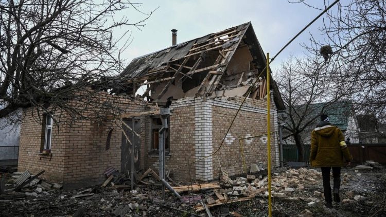 Zničený dům ve Stojance, západně od Kyjeva, 4. března 2022