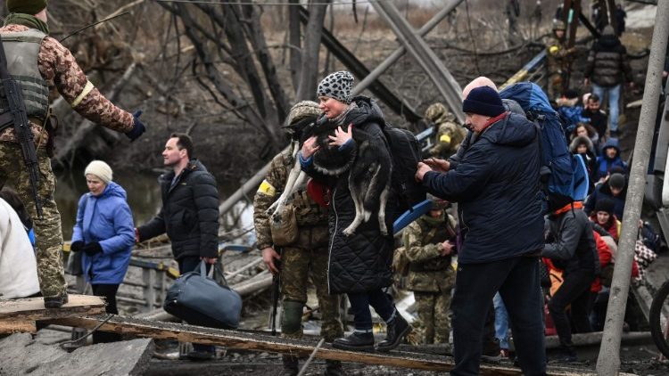 In Irpin, einer Stadt nordwestlich von Kiew, nach heftigem Beschuss am Samstag