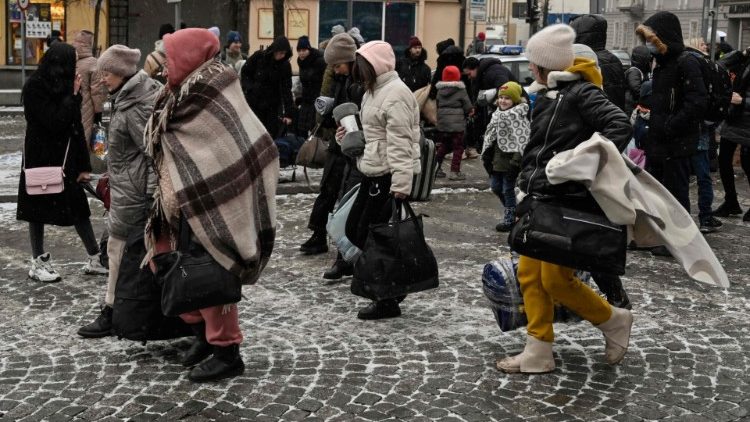 Ukraine-Flüchtlinge am Mittwoch im polnischen Przemysl