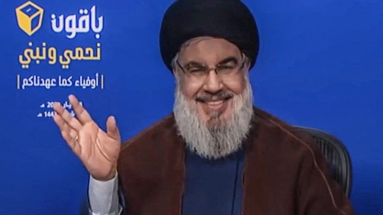 Hisbollah-Führer Scheich Nasrallah bei einer TV-Ansprache am Mittwoch