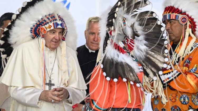 Папа Франциск на встрече с коренными народами Канады (Масквачис, 25 июля 2022 г. )