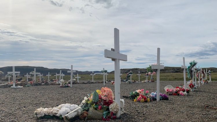 Graves in the municipal cemetery of Iqaluit
