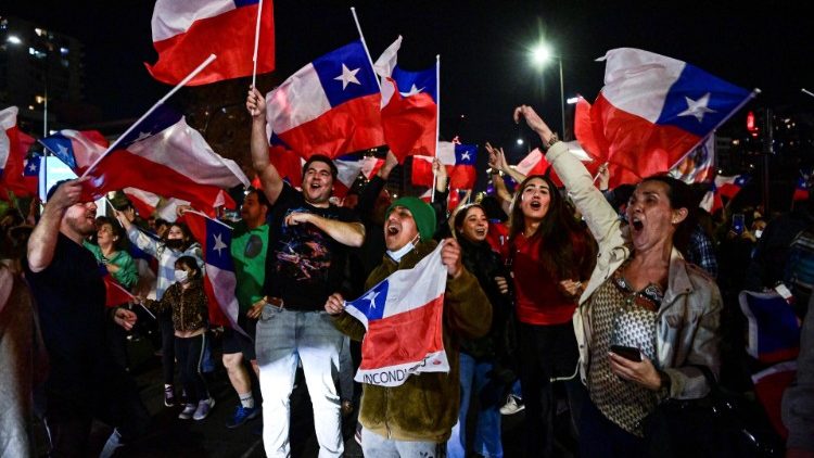 Santiago du Chili, dimanche 4 septembre, après la victoire du «non» au projet de constitution.