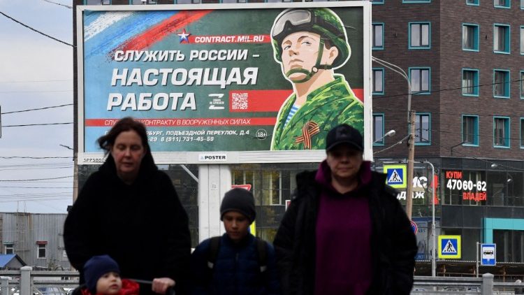 Werbung in Moskau für die russische Armee