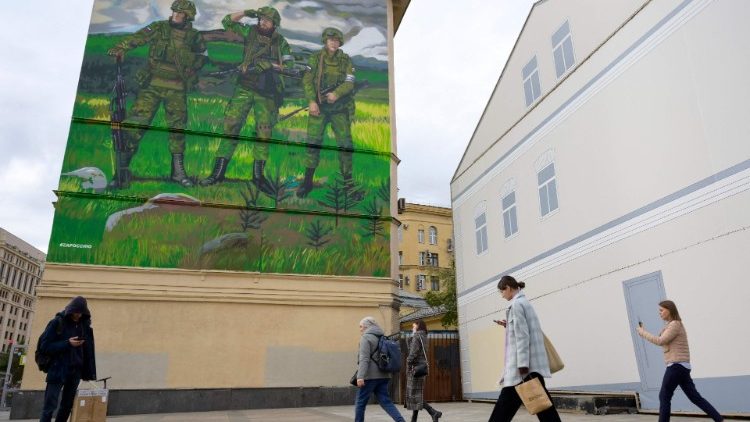 Wandbild in Moskau