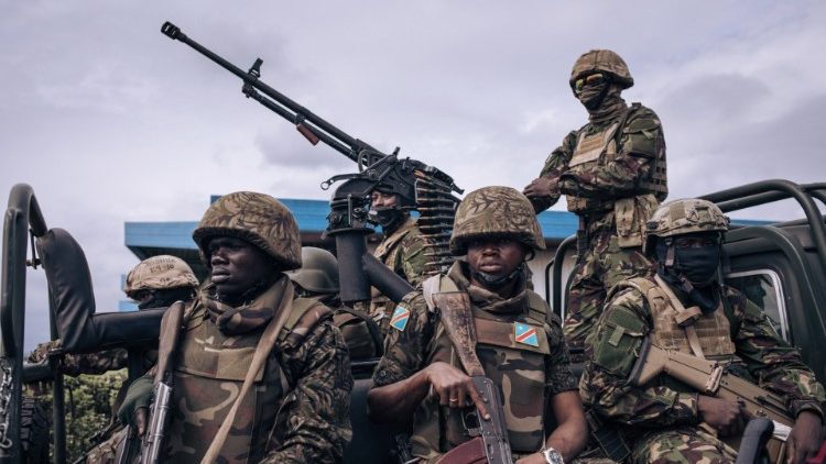 Soldaten am Flughafen von Goma