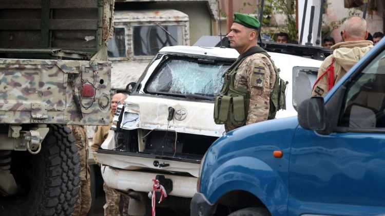 Lebanese forces secure the area where a UN peacekeeping force came under small arms fire. An Irish peacekeeper was killed in the attack. 
