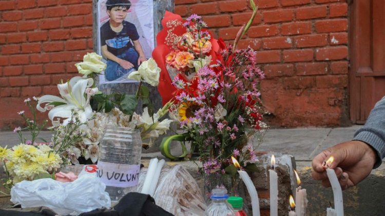 A makeshift street memorial in Ayacucho for students killed in the protests