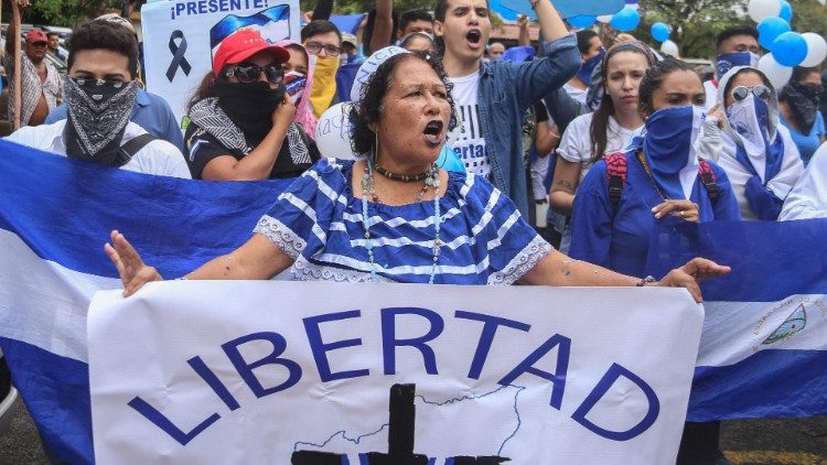 En mai 2019, une manifestation pour demander la libration des prisonniers politiques,  Managua. 