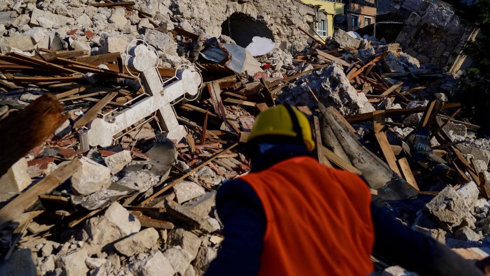 L'église grecque-orthodoxe d'Antioche écroulée, le 12 février 2023. 