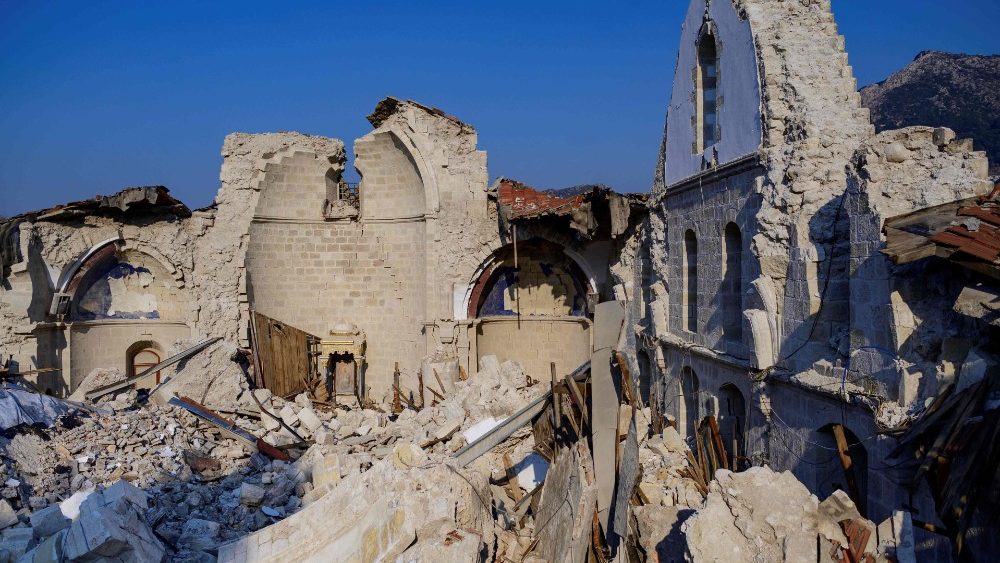 L'église grecque-orthodoxe d'Antioche écroulée, le 12 février 2023. 