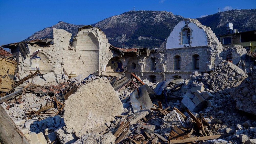 L'église grecque-orthodoxe d'Antioche écroulée, le 12 février 2023. 