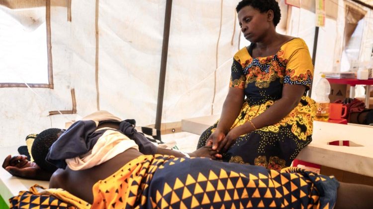 A child is treated at a temporary cholera treatment centre in Lilongwe