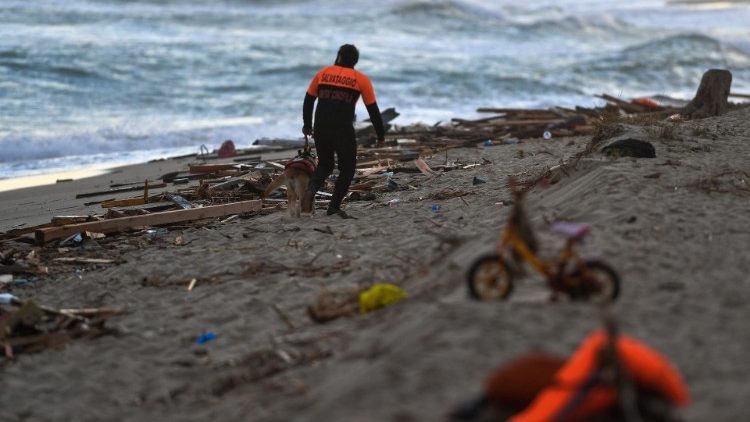 An emergency worker at the shipwreck site