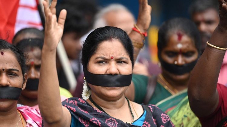 A protest against ongoing sexual violence in Manipur state, India