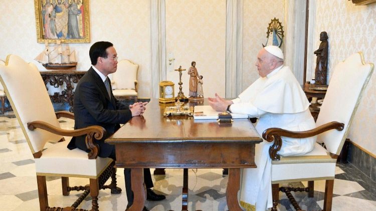 (File photo): MAP Francis with Vietnam's President, Vo Van Thuong during an audience in the Vatican on 27 July 2023 