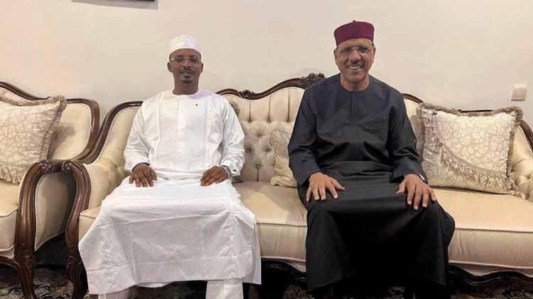 The President of Chad, General Mahamat Idriss Deby Itno with ousted Niger President Mohamed Bazoum in Niamey on July 30