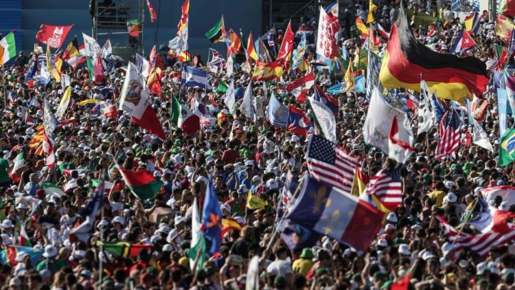 Youth cheering in excitement for World Youth Day events