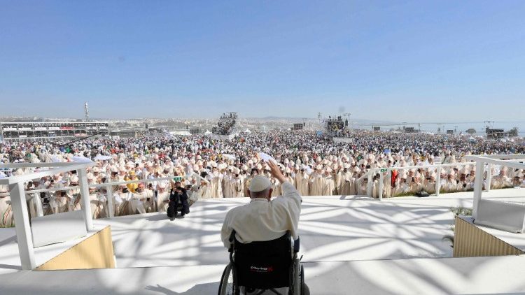 File photo of MAP Francis presiding over Mass during Apostolic Journey to Portugal this August