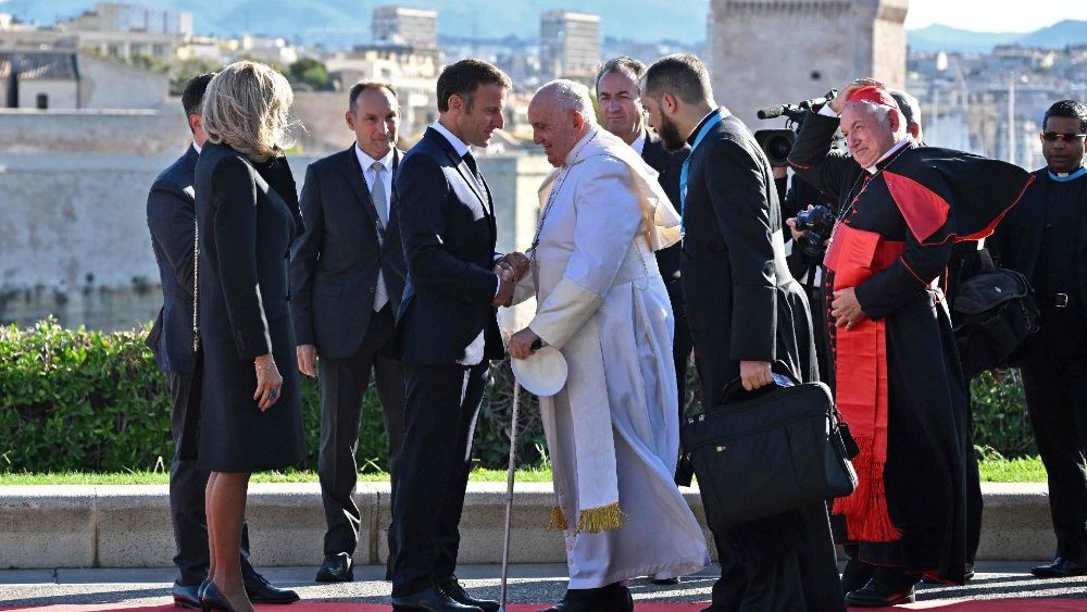 MAP Francis meets French President Emmanuel Macron at Palais du Pharo, in Marseille