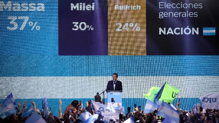 Sergio Mass speaks to his supporters in Buenos Aires