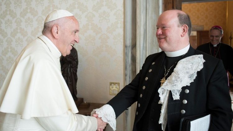 Pope Francis meets the Moderator of the Church of Scotland, the Rev. Dr Derek Browning.