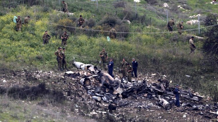 La carcasse de l'avion israélien abattu.