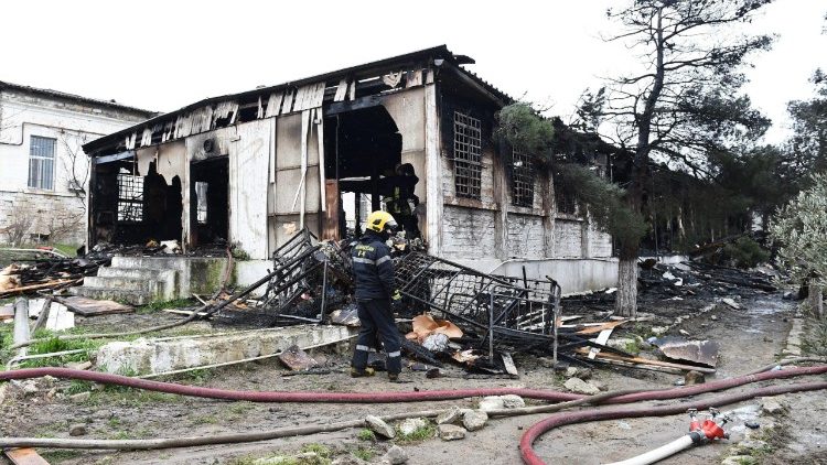 A firefighter at site of the blaze in a drug rehabilitation center in Baku