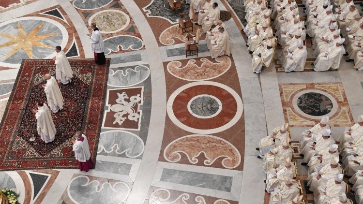 Pope Francis celebrates a mass for Saint Joseph feast
