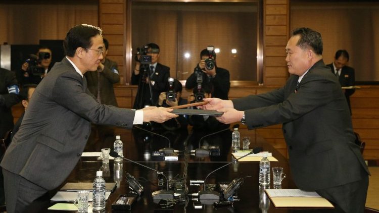 Präsentation der Ergebnisse der Gespräche der beiden Koreas in Panmunjon am 29.03.2018