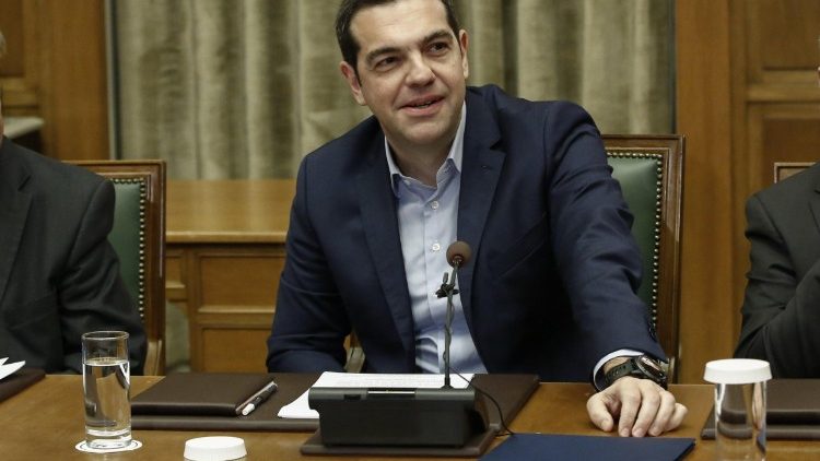 Greek Prime Minister Alexis Tsipras at a cabinet meeting in April 2018