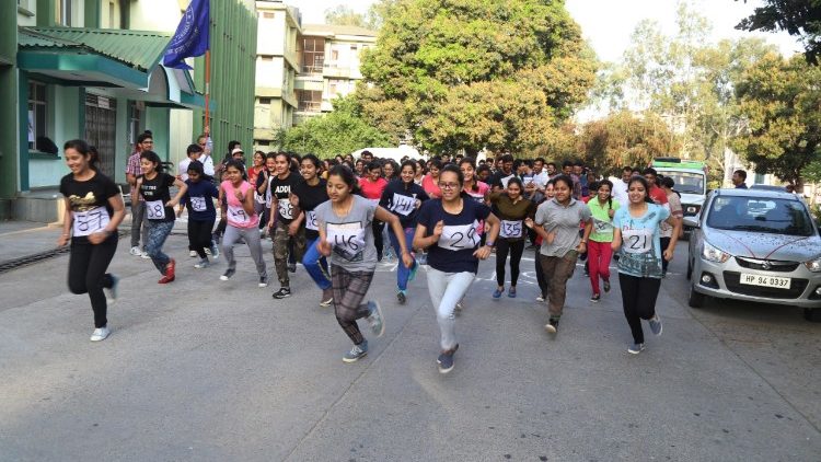 "Run for Fun" sporting event on the occasion of World Health Day near Dharamsala, India, on April 7, 2018.
