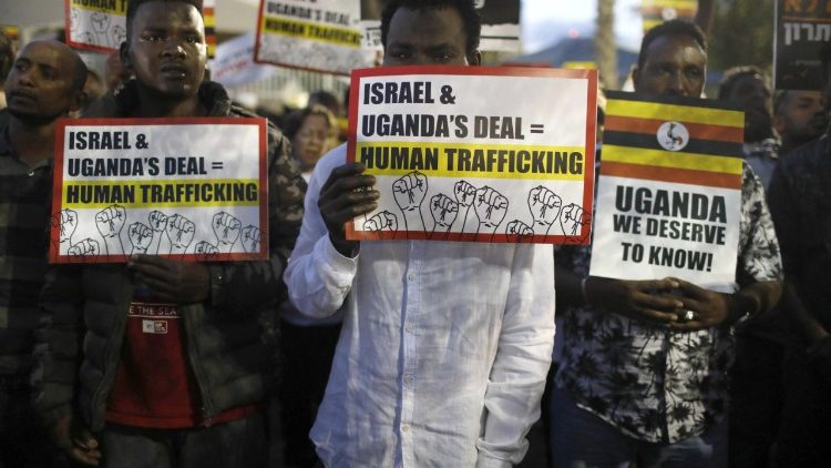 Protest against African asylum seekers deportation in Tel Aviv