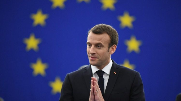 French President Emmanuel Macron speaks at the European Parliament