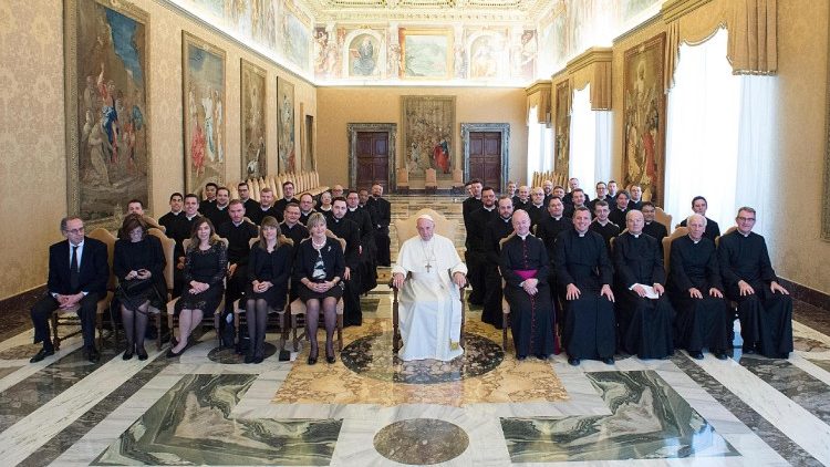Pope Francis receives students and staff of the Venerable English College in Rome